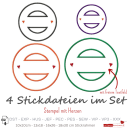4 Stickdateien Stempel - Applikation Herzen für 10x10 / 13x18 / 16x26 / 18x30 cm Stickrahmen im Set
